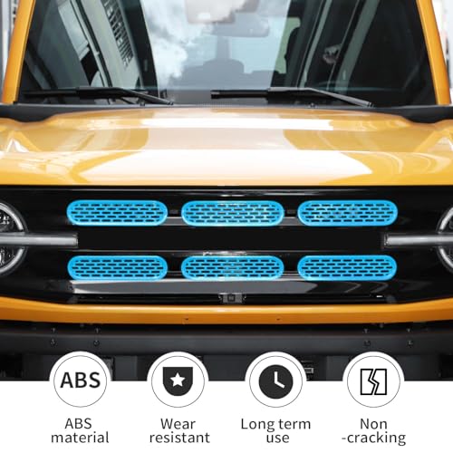Image of Linskip Oval Grille Inserts Fit for 2021-2025 Ford Bronco, Front Mesh Grille Cover for Bronco Exterior Accessories, Enhancing Vehicle Front Appearance(baby blue)