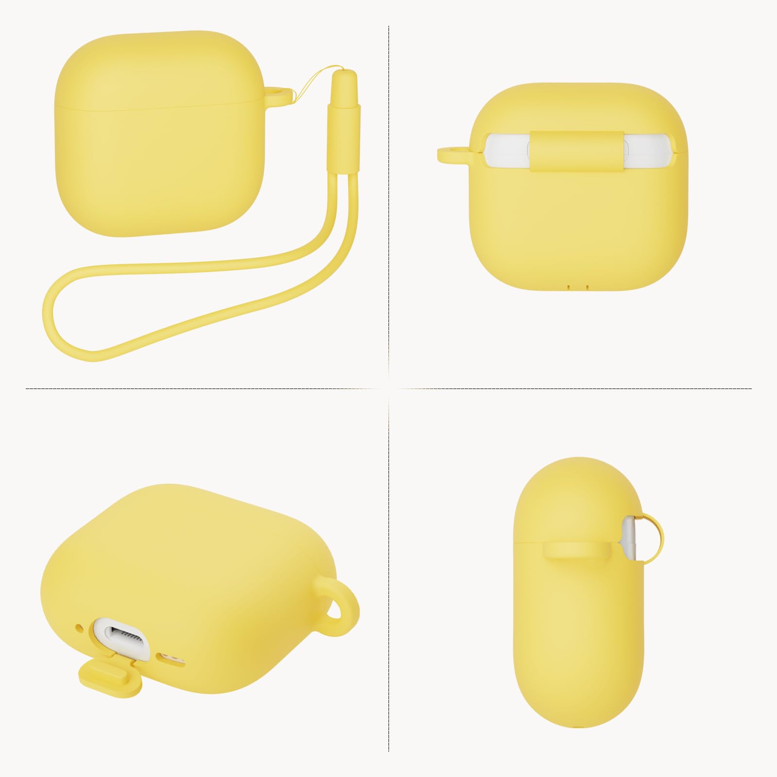 Custodia Case Compatibile con AirPods 4 2024 con Kit di Pulizia, Premium Silicone per Airpods 4 Custodia Cover Custodia protettiva in silicone antiurto, LED Frontale Visibile, Giallo - 5