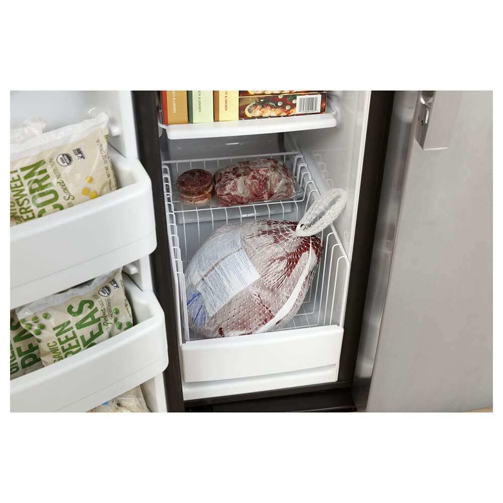 GE 25.3 Cu. Ft. Side By Side Refrigerator In Fingerprint Resistant Stainless Steel, Standard Depth on Fridge.com - View 5