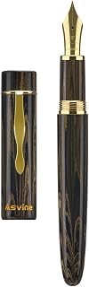 Asvine C2000 Germany Cumberland Ebonite Fountain Pen Number 8 Stub Nib 1.1mm Calligraphy Art Drawing Unique Pattern Pen with Converter Pen Box Collection Set- Brown