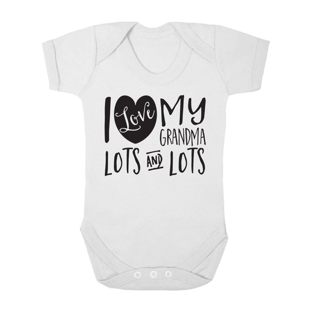 Shopagift I Love My Grandma Lots and Lots Cute Boys and Girls Baby Vest Bodysuit (White, 9-12 Months)