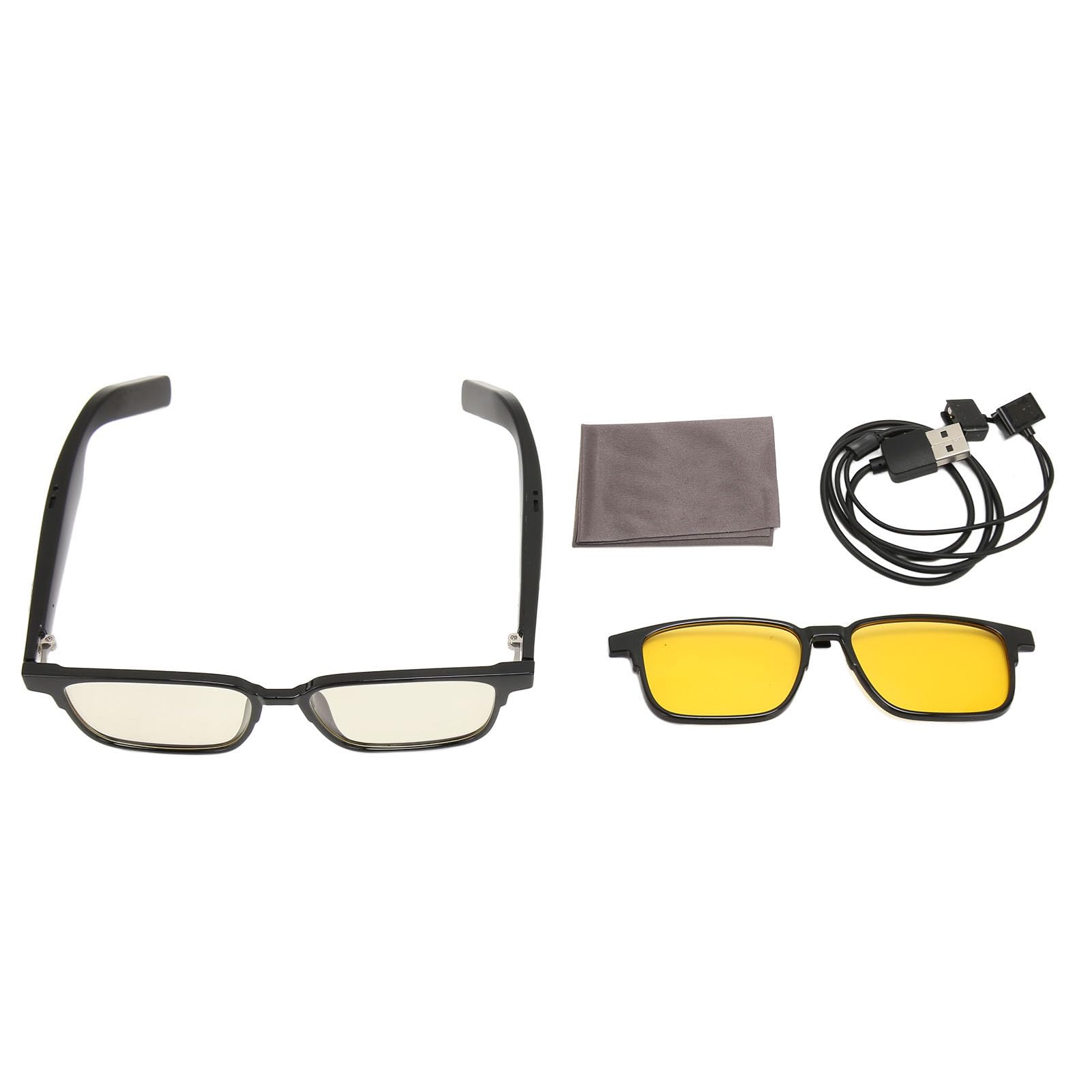Occhiali Bluetooth Intelligenti, Occhiali con Lenti Anti Luce Blu 5.3, for Lavoro Ufficio Guida Studio Uso Quotidiano (con lenti per visione notturna)
