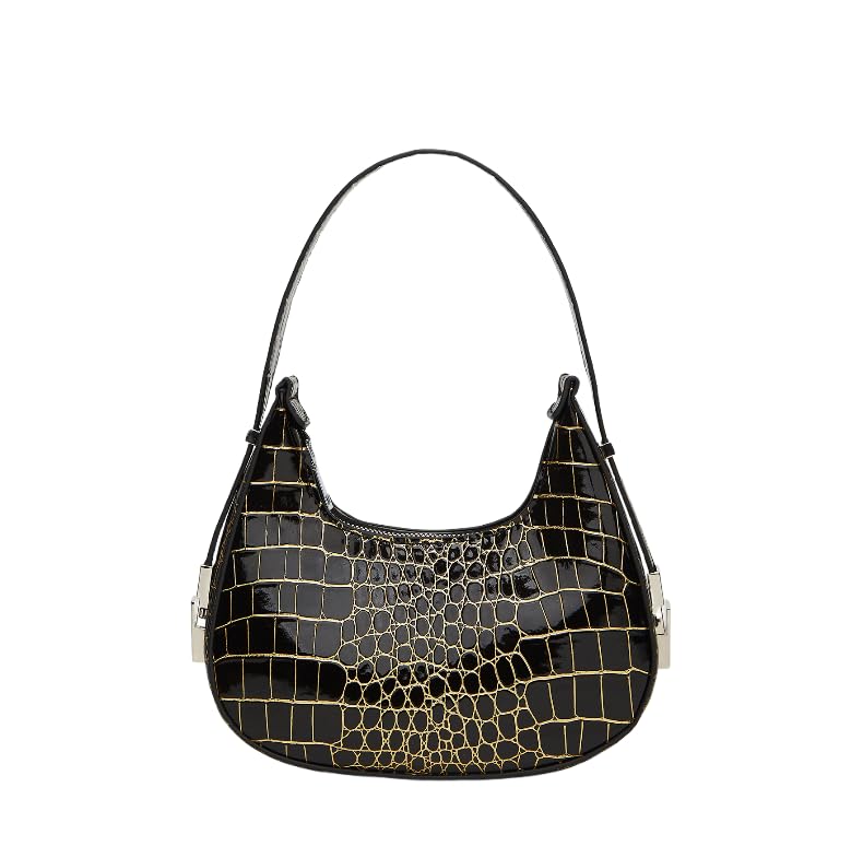 Crescent Moon Underarm Bag for Women-Premium PU Leather Hobo Purse with Adjustable Strap,Half Moon Shoulder Bag with Zipper