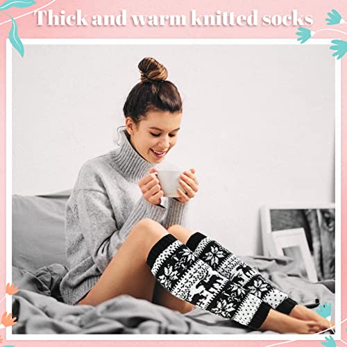 Image of SATINIOR Syhood 4 Pairs Cable Knit Leg Warmers Women Winter Knitted Crochet Knee Boot Stockings Cuffs Long Legging Socks