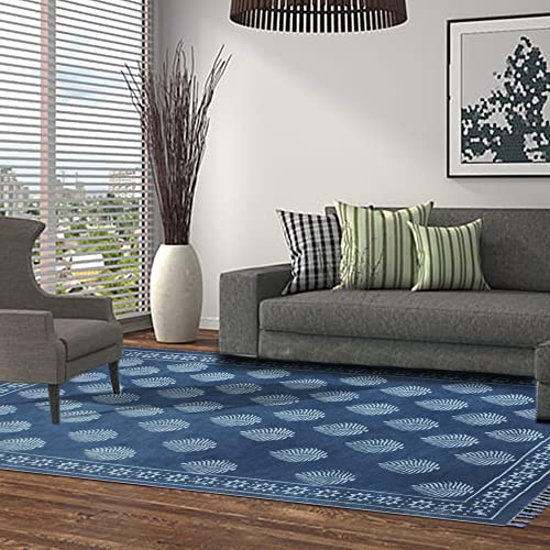 Tapis de sol tissé main en coton pur lavable et réversible