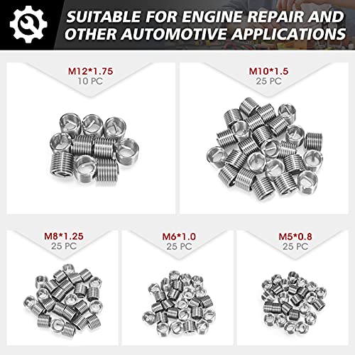 Tailug Thread Repair Kit, 261-Piece Hss Drill Helicoil Repair Kit Sae & Metric 1/4" 5/16" 3/8" 7/16" 1/2" M5 M6 M8 M10 M12 With Hss Drill Threaded Inserts Screw Tap Installation And Tang Break Tool #TOP4