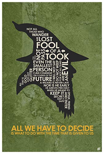 Gandalf, All We Have to Decide Giclee Art Print Poster from Typography Drawing by Pop Artist 12