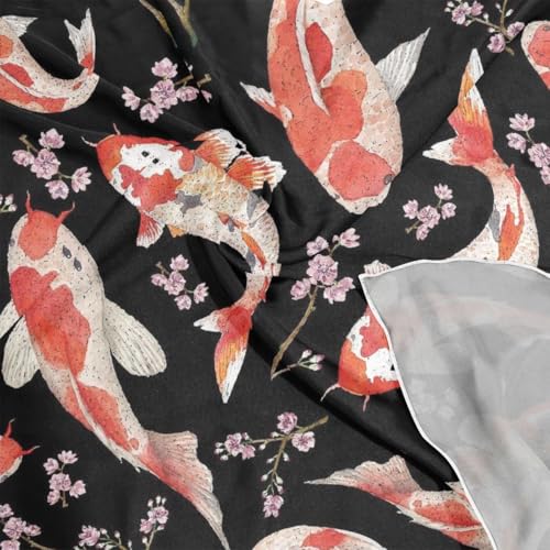 YETTASBIN Fashion Square Scarf for Women, Koi Fish Soft Lightweight Like Silk Head Scarf Breathable Hair Wraping Neckerchief Versatile Bandanas for Night Sleeping, 23.6"4