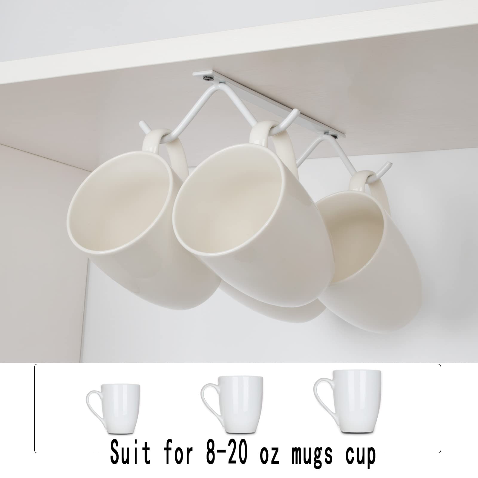 Porte-tasses Suspendu Sous Armoire – Gain De Place, Design En W, Blanc – Pour Tasses, Ustensiles, Torchons