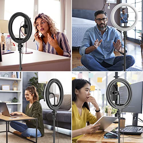10" Ring Light With 53" Adjustable Tripod Stand & Phone Holder For Live Stream/Makeup, Upgraded Dimmable Led Selfie Ringlight For Tiktok/Youtube/Zoom Meeting/Photography,Compatible With Iphone/Android #TOP5