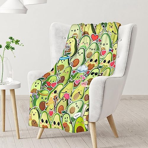Blanket for Girls - 60"x80" Cute Avocado Throw Gifts - Colorful Soft Fuzzy Blankets for Bed, Couch & Living Room