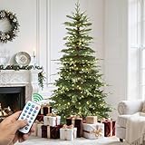 YITAHOME Pre-Lit Aspen Fir Artificial Christmas Tree 6.5ft with Remote, Layered Christmas Tree with Crystal Decorations, Noble Holiday Decor with 900 PE & PVC Mixed Branch Tips, 500 Lights, Green