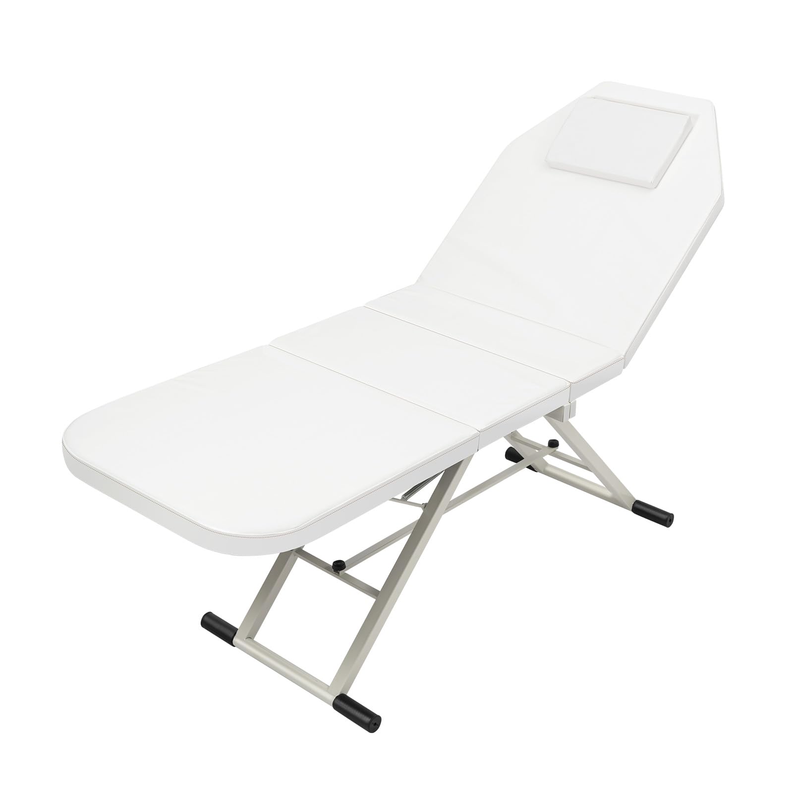 Tumbona cosmética de 3 zonas, camilla de masaje regulable en altura con respaldo ajustable y reposapiés, cama de belleza resistente hasta 250 kg, plegable para spa, salón y terapias, color