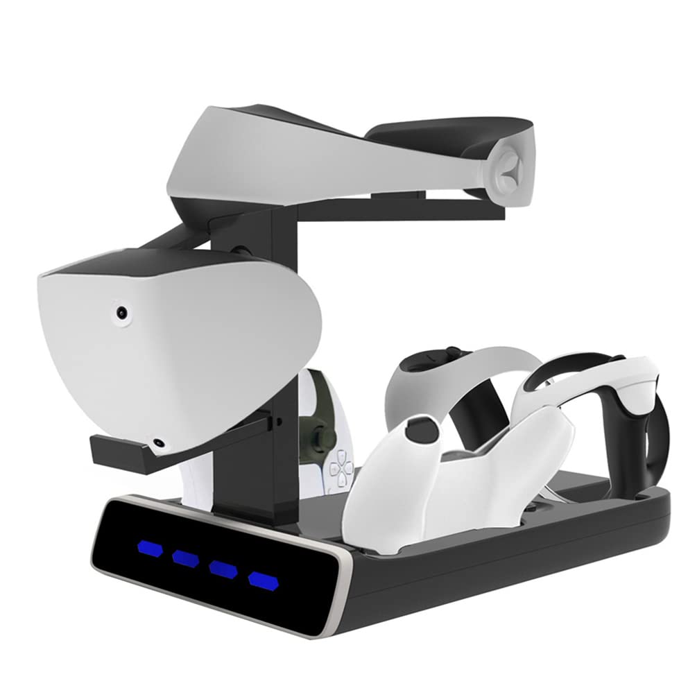 LiLiTok Supporto verticale compatibile con PSVR2 Dual Controller Stazione di ricarica a LED, per PS5 VR2, supporto e maniglia di ricarica VR Gaming Heaset accessori