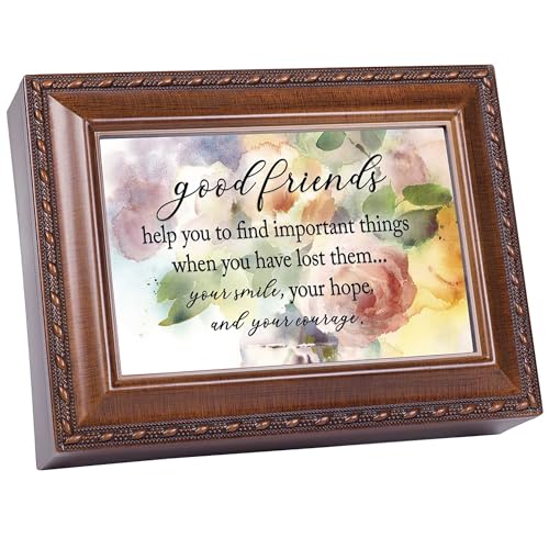 Cottage Garden Good Friends Help You - Joyero musical multicolor de resina polifundida de 8 x 6 pulgadas