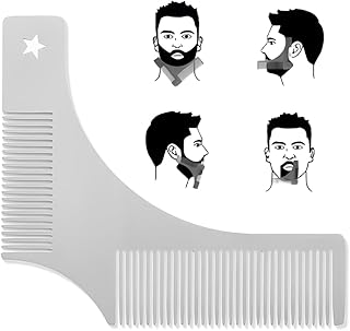 Peigne Barbe Homme, Outil de Façonnage et de Coiffage de la Barbe, Peigne Pochoir Barbe, Accessoire de Rasage et d’Entretien de Contour de Barbe, Barbe Styling Modèle