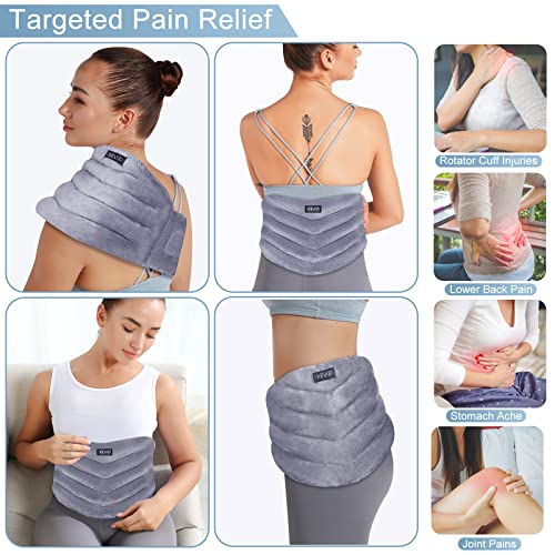 Revix Microwavable Heating Pad For Back To Alleviate Pain, Extra Large Microwave Heated Pack With Moist Heat For Waist, Stomach, And Shoulder, Unscented Hot Or Cold Pack, Gray #TOP1