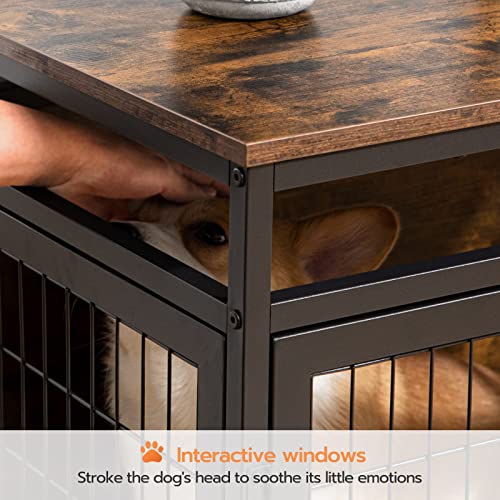 Hoobro Dog Crate Furniture, Wooden Dog Crate, Dog Kennels With 3 Doors Indoor, Decorative Mesh Pet Crate End Table For Large/Medium/Small Dog, Chew-Resistant, Rustic Brown And Black Bf02Gw03 #TOP7