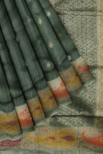 Chendhur Fashions grey banarasi silk saree – image 4