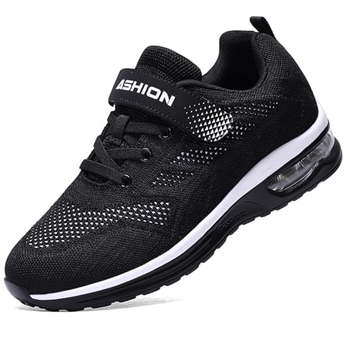 Kids Trainers Boys Girls Walking Running Sneakers Lightweight Child School Shoes,Blackwhite,1 UK