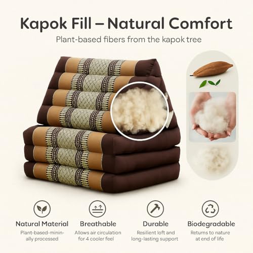 Image of Leewadee Thai Foldable Floor Mat 67 x 21 inches Kapok with Backrest