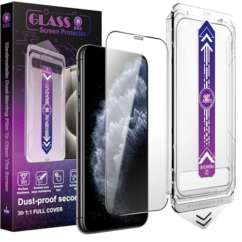 Image of 2-Pack Screen Protector Tempered Glass for iPhone 11 Pro and iPhone XS and iPhone X 5.8-Inch, Auto Dust Removal, No Bubbles, High Definition Clear, Easy Installation