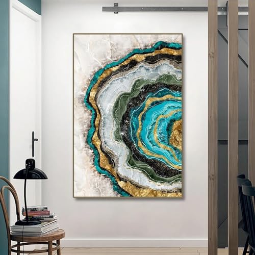 Pintura en lienzo de mármol verde para decorar paredes grandes sin vida