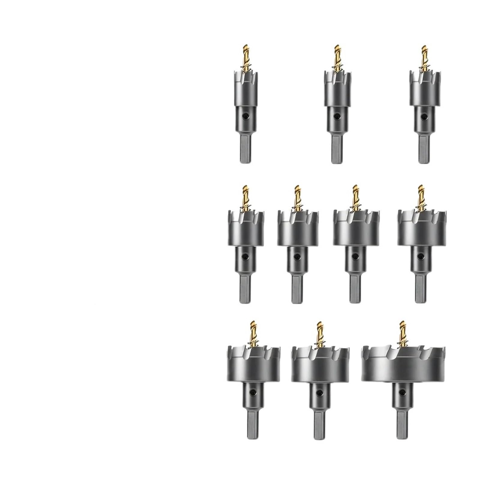 Kit Di Seghe A Tazza TCT Da 10 Pezzi, Set Di Frese Con Punta In Carburo Di Tungsteno Con Punta Da Trapano Placcata For Legno E Così Via
