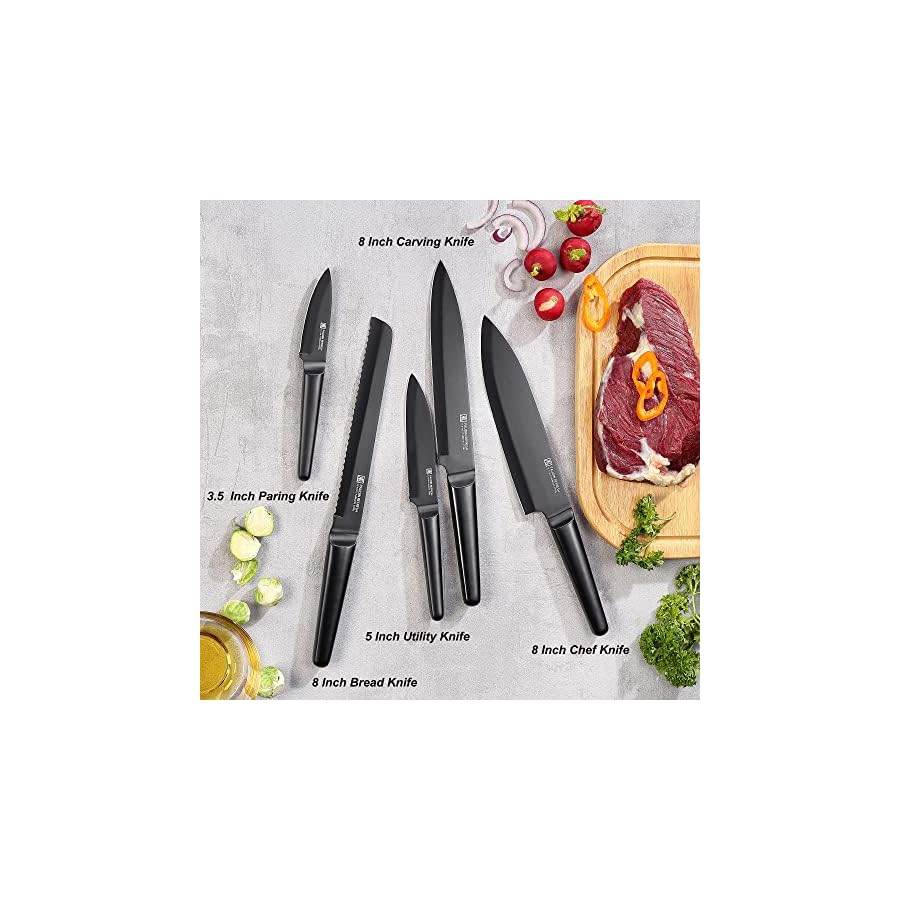 PAUDIN-Knife-Set-5Pcs-Professional-Black-Chefs-Knife-Set-5-Black-Stainless-Steel-Kitchen-Knifves-Include-Chef-Bread-Carving-Utility-Paring-Knife-Boxed-Knife-Sets-for-the-Kitchen PAUDIN Knives Set, 5 Piece Professional Chefs Knife Set, Stainless Steel Kitchen Knives Include Chef Bread Carving Utility Paring Knife Boxed Knife Sets Hollow Handle German Steel