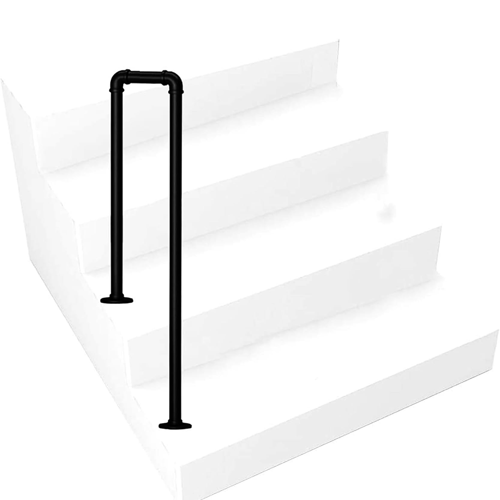 GLDYTVF U Shape Wrought Iron Stair Handrail,Matte Black Powder Coating Staircase Railing,Safety Non-Slip Grab Bar,for Indoor Outdoor Garden Corridor Support Kit(Size:65cm/25.6in)