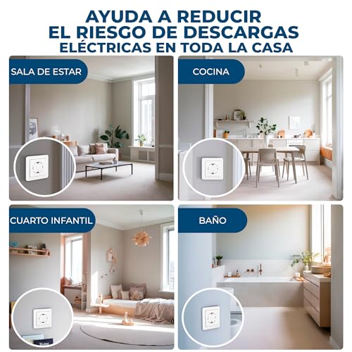 Hoffenbach 20x Protector de Enchufes para Bebés – Tapas de Seguridad Infantil para Enchufes – Protección para Bebés en el Hogar – Protectores de Enchufes con Giro – Seguridad en Casa – Blanco - Imagen 7