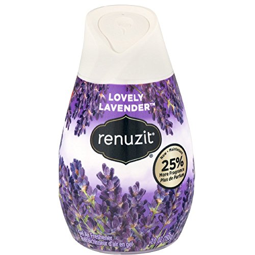 Renuzit Gel Solid Air Freshener, Lovely Lavender Scent, Nonstop Freshness, 12 Total Air Freshener Cones, Brand is Renuzit.