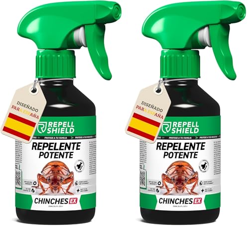 RepellShield® Spray Anti Chinches y Ácaros - Repele Insectos en Colchones, Sofás, Ropa y Textiles - 250ml - Fórmula Natural y Sin Manchas - Spray Antiacaros (Paquete de 2)