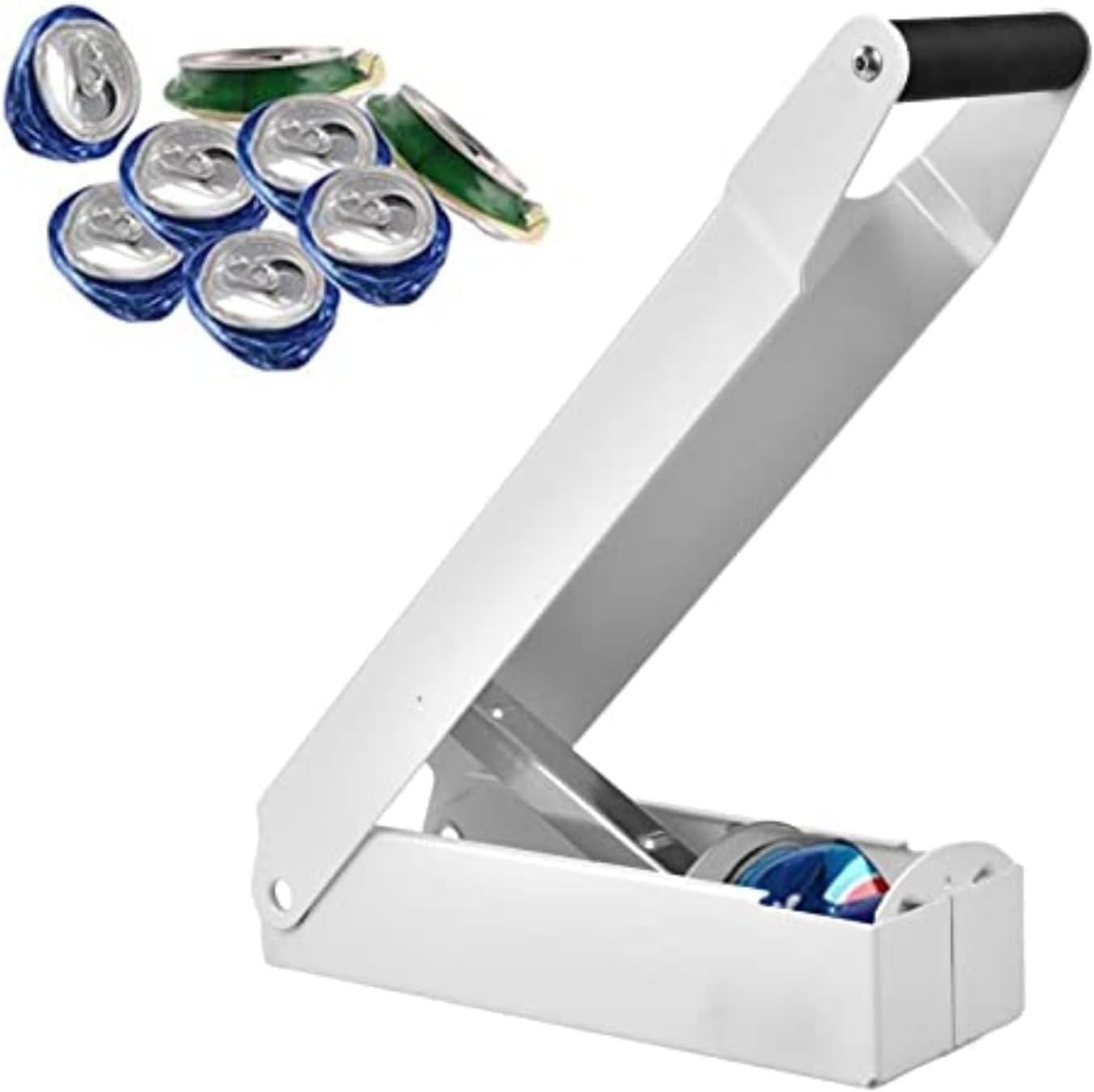 Metal Can Crusher Smasher Manual Heavy Duty Wall Mounted 8/12/16OZ Aluminum Seltzer Compactor for Soda Beer Cans and Bottles for Recycling (white)