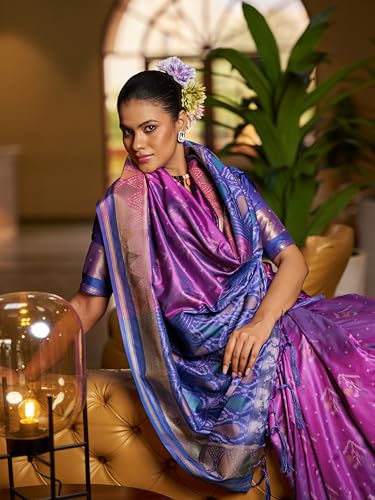 Image of MADHUHANSH Women's Cotton Linen Saree with Unstitched Blouse Piece and Solid Pattern | Mithila Painting Saree | Saree for Haldi Ceremony