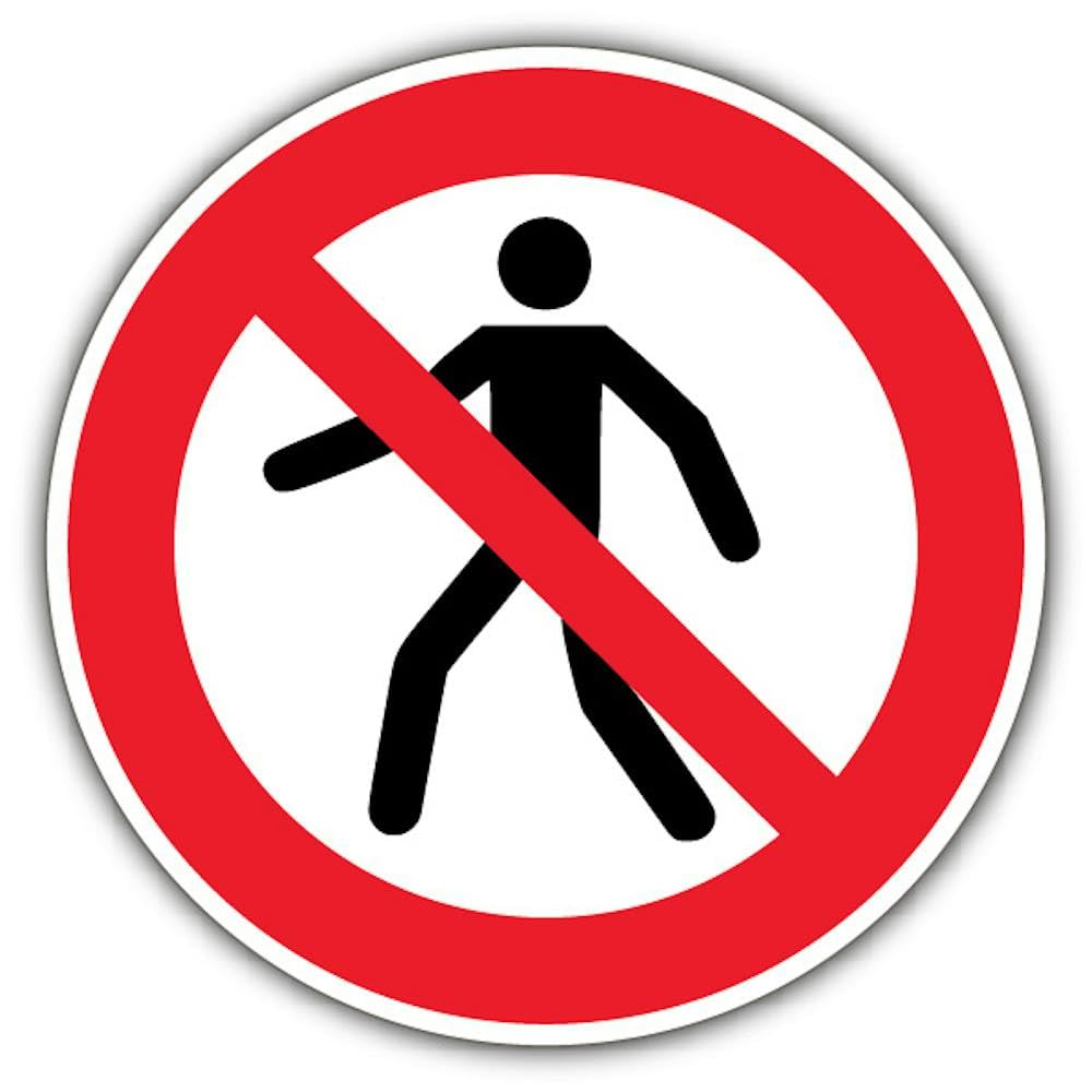 V Safety No Pedestrians - Circle Safety Sign - 300 x 300 mm - 3mm Aluminium Composite