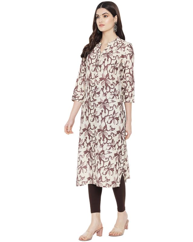 Image of Pinkmint Women Cotton Kurti ll Stright Printed Collared V Neck Kurta ll Stylish Regular Fit Kurti's (Pack of 01)