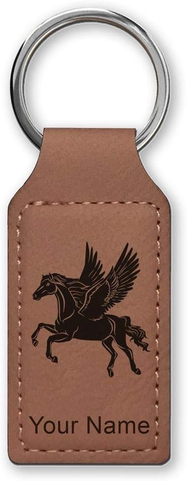 Rectangle Keychain, Pegasus, Personalized Engraving Included