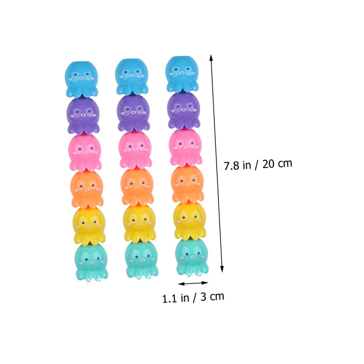 SHINEOFI Evidenziatori a Forma di Polpo 18 Pezzi, 6 Colori, Plastica Leggera, per Scuola e Cartoline Fai da Te, per Scrivere e Disegnare