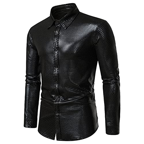 Chemise fête serpent homme coupe ajustée et style paillettes des années 70