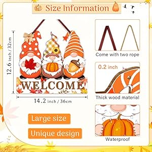 Fall Welcome Door Sign Decor, Gnomes Fall Hanging Sign Thanksgiving Wooden Signs Decorative Wall Plaque, Rustic Front Door Yard Farmhouse Home Autumn Harvest Decorations Fall Welcome Door Sign Decor Gnomes Fall Hanging Sign Thanksgiving Wooden Signs Decorative Wall Plaque Rustic Front Door Yard Farmhouse Home Autumn Harvest Decorations