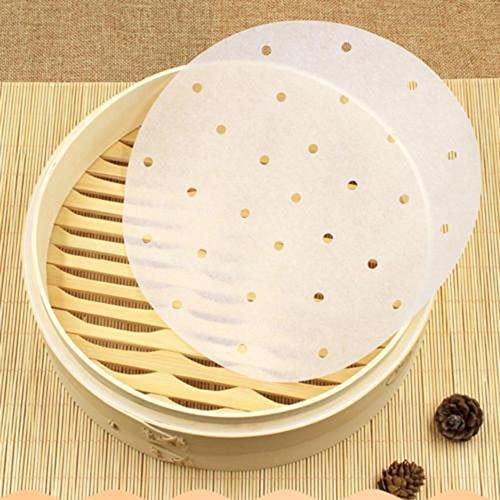 100Pcs 6 Inch Air Fryer Liners Bamboo Steamer Paper Liners, Premium Perforated Parchment Paper Sheets, Non-Stick Basket Mat, Perfect For Air Fryers, Steaming, Baking, Cooking #TOP6