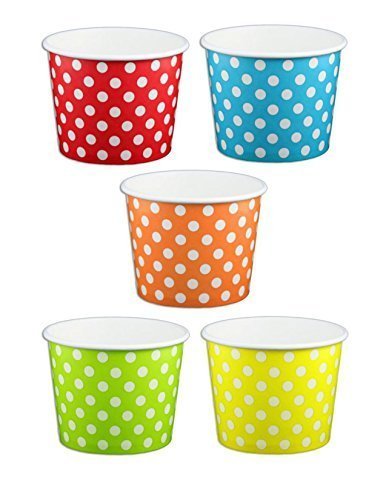 Primary Polka Dot Ice Cream Cups 12 oz - 50 count