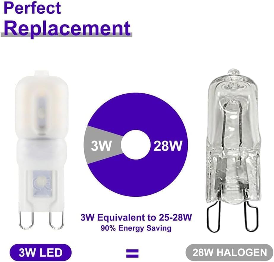Lot De 6 Ampoules LED G9 WULUN 3W - Blanc Froid 6000K, 300 Lumens, Non Dimmable, Remplace 30W Halogène, AC 220V