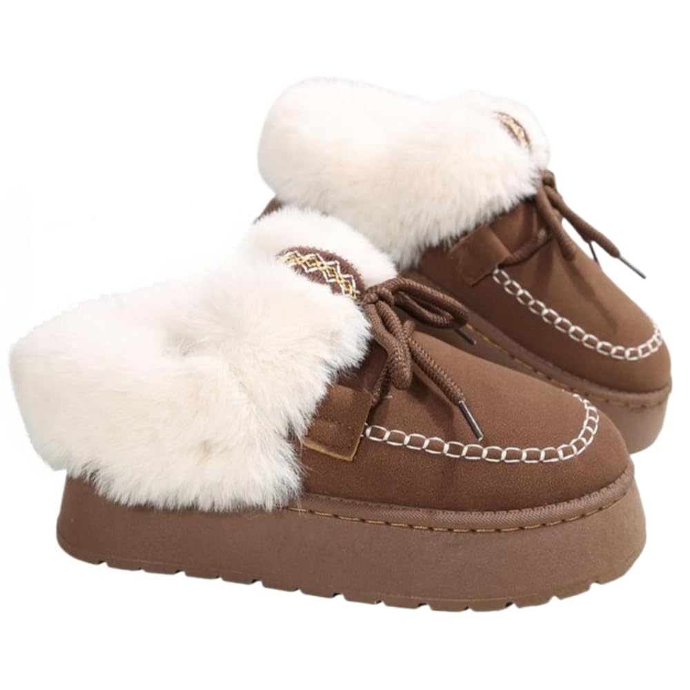 Womens Snow Boots Winter Warm Mini Boots Ankle Fleece Slippers for Women Indoor Outdoor Warm Lined Shoes Fall