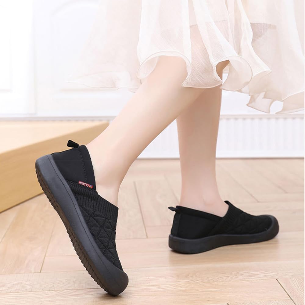 Women Walking Shoes Casual Slip On Sneakers Knit Outdoor Lightweight House Shoes Loafers Flat Breathable Fly-Knitted Upper - Image 5