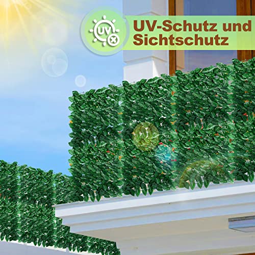 Outsunny Künstliche Hecke Als Sichtschutz – 3 X 1,5 M, Buchenblatt-Optik, UV-beständig, Dunkelgrün
