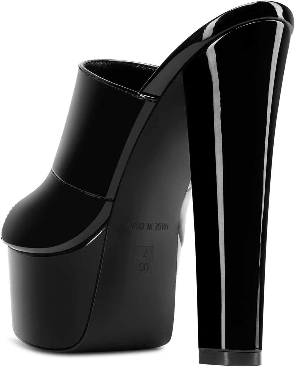 NobleOnly Womens Platform Chunky Block Heels Sandals Peep Toe Slip-on Mules Slides High Heeled Sandals Dress Party Shoes 5.9 Inches Heels - Image 5