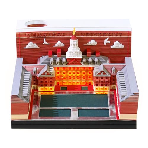 SIWEME 3D Art Calendar Memo Pad 2026,Time Piece Calendar 3D Harvard University Creative Rip Away Calendar Paper Carving Note
