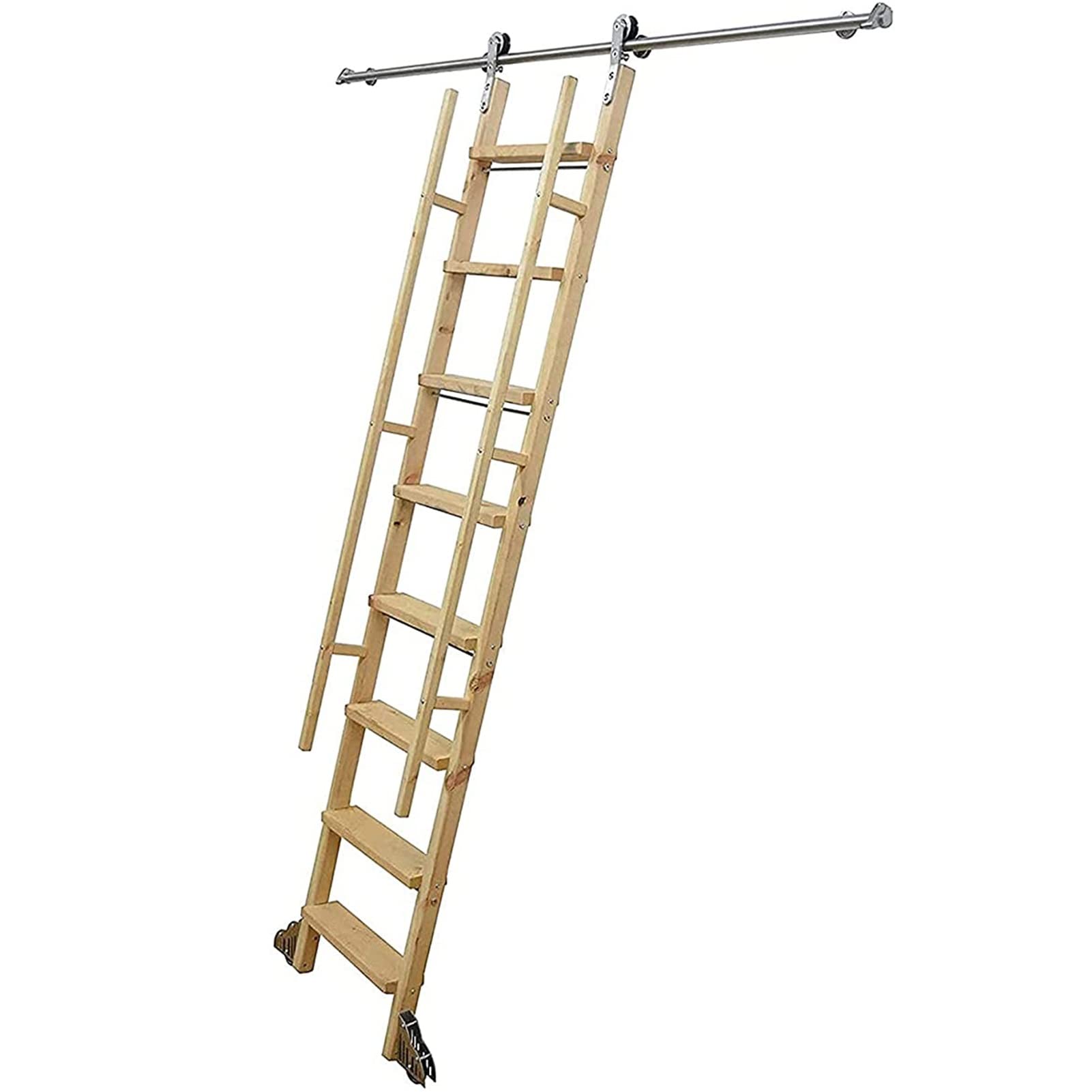 Riel deslizante para escalera móvil ideal para organizar librerías altas y cocinas modernas